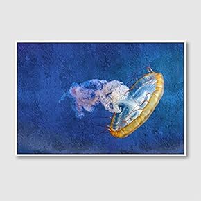 Framed Canvas Wall Art for Living Room, Bedroom Floating Jellyfish I Canvas Prints for Home Decoration Ready to Hang - 16x24 inches