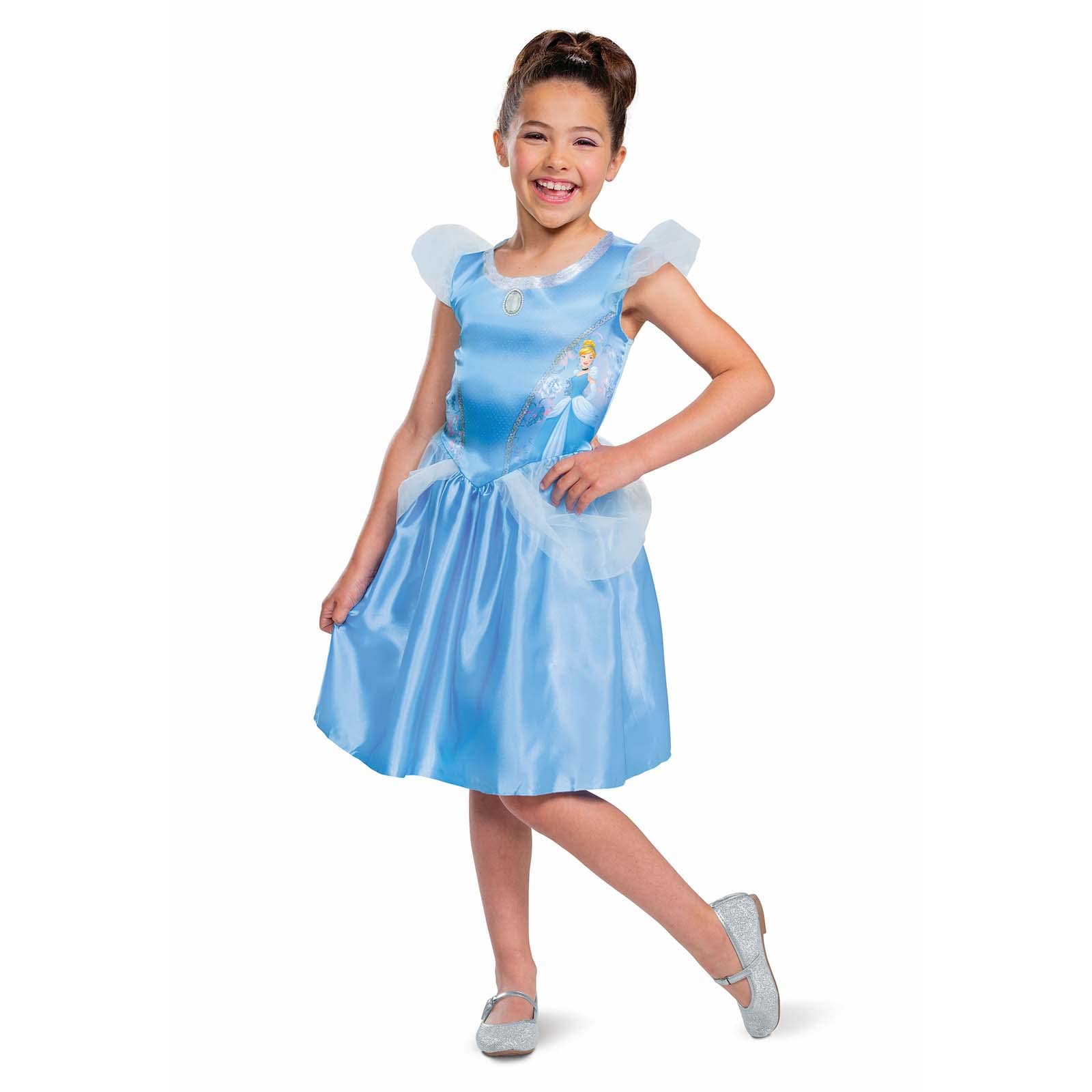 The Latest Disney Official Standard Cinderella Costume Kids, Christmas Halloween Princess Dress Up for Girls Fancy Dress Up Outfit 7-8 Years