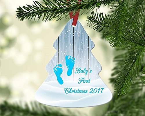 Baby's First Christmas 2017 Ornament - Christmas Tree Ornament, Blue