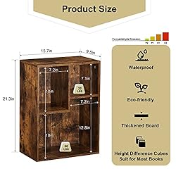 VECELO 3-Cube Small Bookshelf, Modern Bookcases