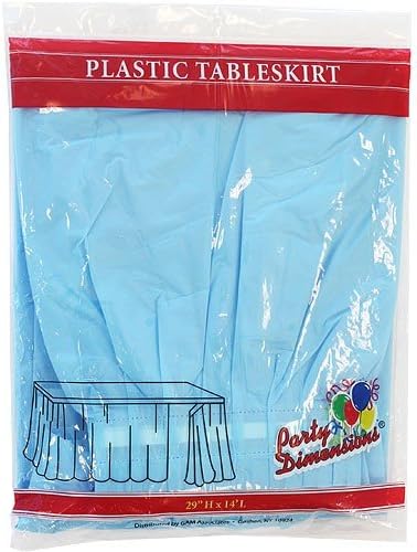 Plastic Table Skirt 29" x 14', Sky Blue