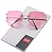 Pro Acme Fashion Oversized Rimless Sunglasses Women Clear Lens Available (Pink)