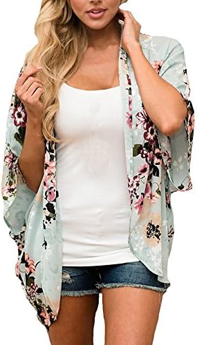 LIKELYY Women Chiffon Loose Shawl Print Kimono Cardigan Top Cover Up Blouse Beachwear