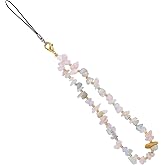 Handmade Beaded Charm Cell Phone Camera Lanyard, Wrist Strap with Natural Gemstone Beads,Phone Chain String, Keychain Decor for Wallet (Amazonite)