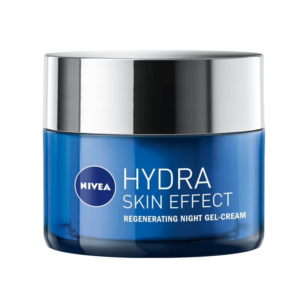NIVEA Hydra Skin Effect Regeneration Night Gel (50ml), Lightweight Evening Face Gel Charged with Hyaluronic Acid, Gel-Based Face Moisturiser Provides 72H Hydration