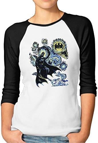 Women's DC Comics Batman Starry Night 3/4 Sleeve Raglan Funny Shirts