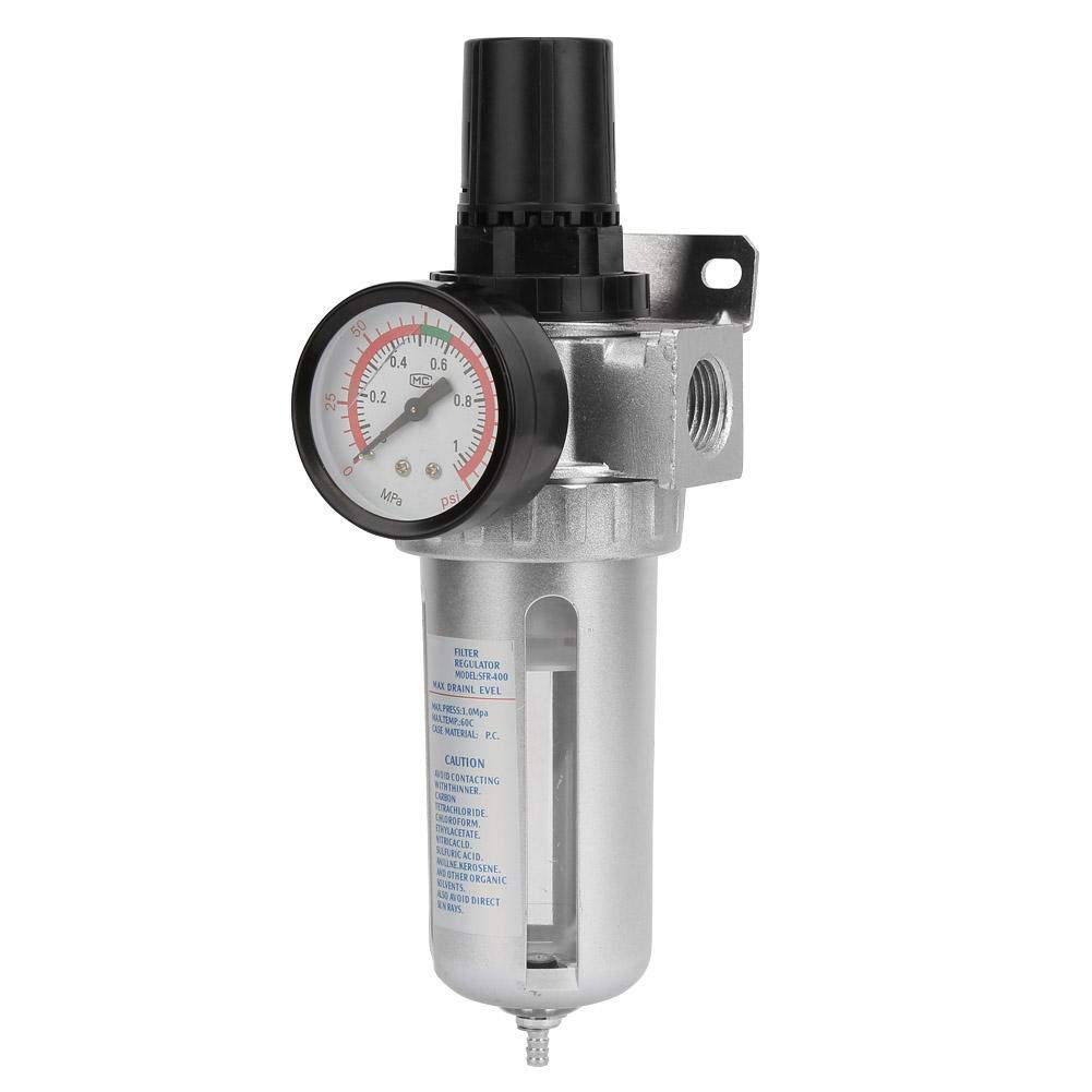 Air Filter Regulator, BSP 1/2" Air Compressor Moisture Water Trap Filter Regulator with Mount Connection With the Adjustable Pressure Control Knob