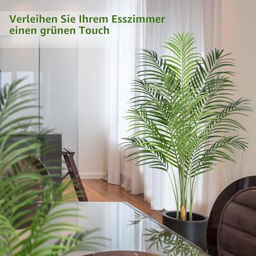 Keeplush Artificial Plants Large 150 cm Artificial Plant in Pot Plastic Artificial Palm Tree Like Real Fake Plants Decoration for Living Room Balcony Bedroom Office Perfect Housewarming Gift (1 Pack)