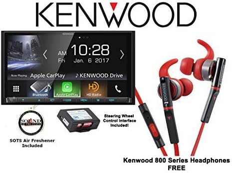 Kenwood DMX7704S 6.95" Digital Media Receiver with Kenwood 800 Series in Ear Headphones and SWI-CP2 Steering Wheel Control Interface with a Free SOTS Air Freshener