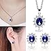 Artificial Sapphire Earrings and Necklace Set Retro Style Rhinestone Paved Necklace with Matching Ear Stud Hypoallergenic Women Wedding Jewelry Set