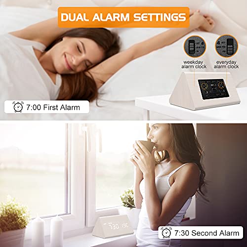 MOSITO Wooden Digital Alarm Clock with 0100 Dimmer, Dual Alarm