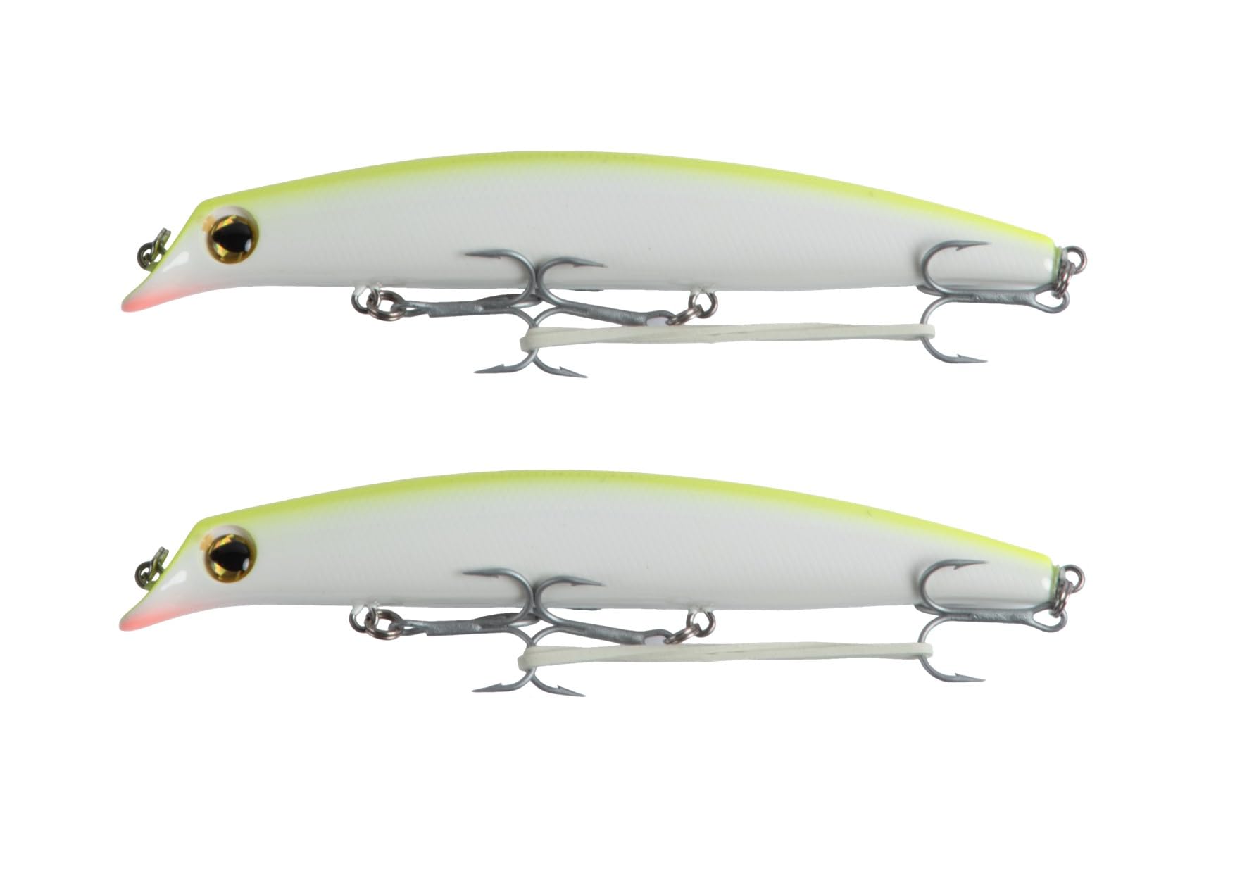 FISHZONE - 2 x KONICHI OTARU Floating Diver Hard Lures - 12cm / 17g - Depth 90cm Specialist Bass - Two Marine Treble Hooks (3 Colours) For Bass & Predatory Fishing (White Coral)