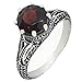 Antique Finish Filigree Sterling Silver Round Cut Natural Mozambique Garnet Ring (2.5 CT.T.W)
