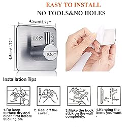 FOTYRIG Adhesive Towel Hooks No Drill Wall Hooks