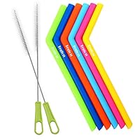 Tegion Reusable Silicone Drinking Straws with 2 Cleaning Brushes- For 20-30 Ounce YETI RTIC Ozark Trail 24 Ounce Tervis Tumblers 8 Pack