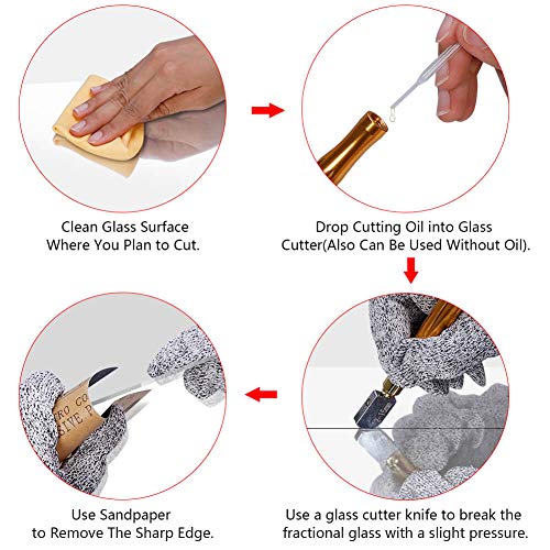 image for Anezus Glass Cutter Tool with 2-15mm Metal Handle Glass Cutter, Cut Re