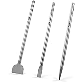 ZELCAN Chisel Set with SDS Max Shanks, 3pc Masonry Concrete Drill Bit Set, 18" Flat Point Scaling Chisels 40Cr Steel SDS Max Bits Rotary Hammer Drill Home Improvement Tool Kit for Brick Stone Concrete