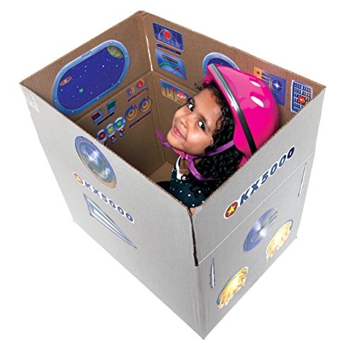 eeBoo Spaceship Pretend Play Cardboard Box Reusable Stickers