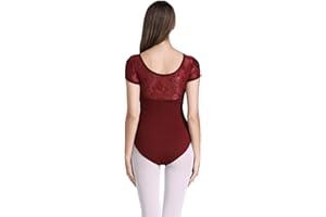 ModLatBal Women and Girls Short Sleeve Leotards for Ballet Dance Bodysuit