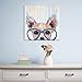 FLY SPRAY 1 Panel Framed 100% Hand Painted Oil Paintings Canvas Wall Art Colorful Dog with Glasses Animal Modern Abstract Artwork Painting for Living Room Bedroom Office Home Decoration