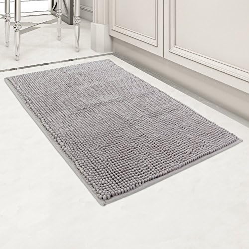 Norcho 32"x20" Soft Bath Mat Non Slip Microfiber Shaggy Chenille Bath Rugs Bathroom Shower Mats Grey