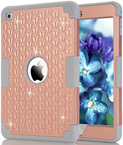 iLovely iPad Mini 4 Case, Kids Star Flash Series Shock-Absorption High Impact Resistant Heavy Duty Protective Case For iPad Mini 4 (Rose Gold + Gray)