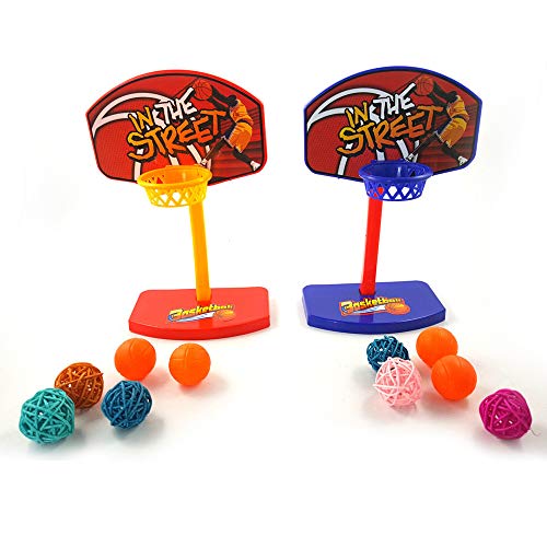 succeedtop Pet Parrot Toys Birdie Basketball Hoop Balls Birds Parakeet Bell Prop Chew Set Bird Toys Delight African Grey Parrot Cages Bird Toy Bird Cage Toys (Random) - Thumbnail 2
