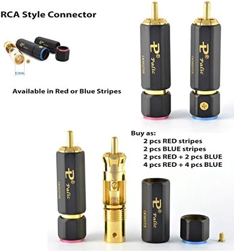 2 pcs RCA CABLE AUDIO CONNECTORS - PALIC - RED RING - Brass + Copper