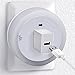 LED Concepts Plug-In LED Night Light with Outlet - Dusk to Dawn Round Sensor Light – Built-In Power Outlet – Great for Bedroom, Bathroom, Hallway, Stairways, or Dark Room, On / Off / Auto modes