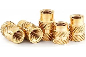 1/4-20 Threaded Inserts,50Pcs 1/4-20 * 8 * 8mm C3640 Brass Heat Set Insert,Imperial Knurled Nuts,Standard Female Thread Hardw