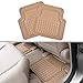 Solid Pro Rubber Car Floor Mats - Performance Plus Heavy Duty Liners for Auto SUV Truck Car Van - 4-Piece Set - Thick, Odorless & All Weather (Beige Tan)