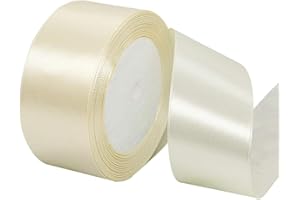 XMASOLD Beige Ribbon 1-1/2 Inch, 25 Yards Solid Satin Fabric Ribbons for Christmas Gift Wrapping, Christmas Garland, Christmas Tree Ornaments, Bows Making, DIY Crafts, Sewing Projects and Wedding Party