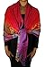 Peach Couture Rainbow Silky Tropical Feather Pashmina Wrap Shawl Scarf Cherry Red