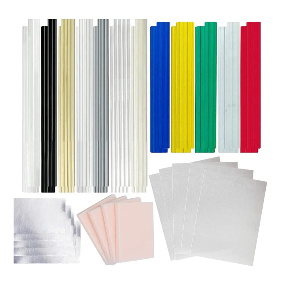 Hopbucan 106Pcs Plastic Welding Rods for Car Bumper Kayak with Reinforcing Stainless Steel Mesh Daily Plastic Repair Welding Kit