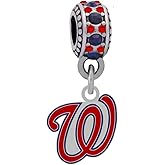 Washington Nationals Logo CharmCompatible With Pandora Style Bracelets. Can also be worn as a necklace