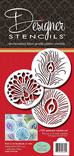 Designer Stencils C755 Peacock Cookie Stencil Set, Beige/Semi-Transparent