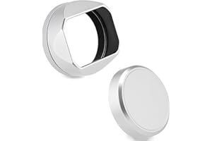 for Haoge Square Metal Lens Hood for Fujifilm X100VI for Fuji X100V X100F X100T X100S X100 X70 Camera Silver with 49mm UV Fil