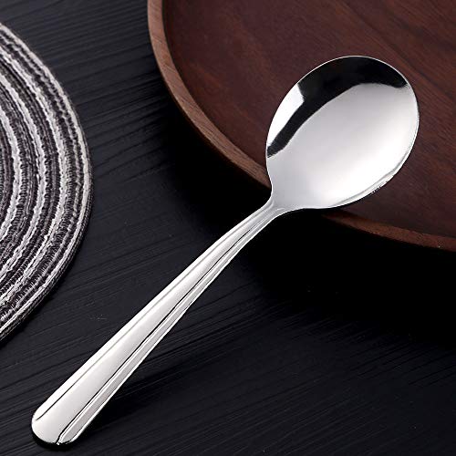 Bouillon Round Spoons 5.8-Inch Stainless Steel Soup Spoon Set of 12 - BUY&USE - Thumbnail 2