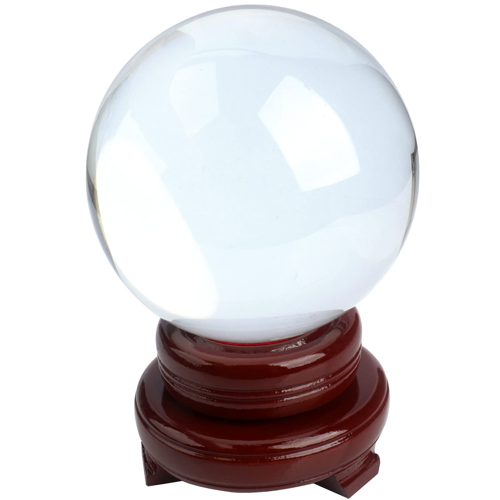 Roellgs K9 100mm Crystal Clear Glass Sphere - For Meditation Divination Camera Photo Shoot Home Office Landscape Decoration Art Decoration with Wooden Base
