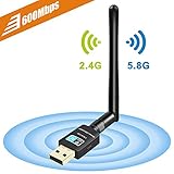 Wsky Wireless USB Wifi Adapter - Newest WPS Secure Tech - 600M Dual Band (2.4G/150Mbps+5G/433Mbps) - Usb Wireless Network Adapter - Unique Design Brings Easy and Free Wireless Digital Life!