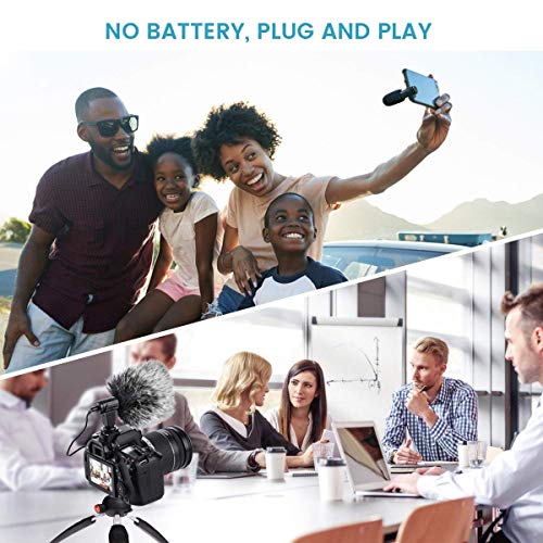 Camera Microphone, EIVOTOR Mic-06 3.5mm Digital Video Recording Microphone for D-SLR Camera, DV Camera, Mobile Phone and Computer, Black