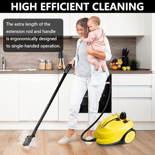 Steam Cleaner 2000 W, Multi-Purpose Steam Cleaner for Home, 2L Water Capacity, Steam Pressure: 5 Bar, Steam Cleaner Handheld Device with Floor Cleaning Kit, Nozzles for Carpets, Floors, Tiles, Windows