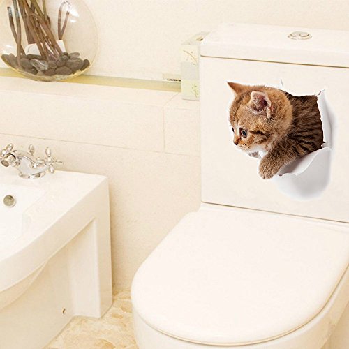 Originalidad 3D Removable Cats Large Wall Stickers Decals | Cute Animal Wall Sticker mural for Kids | Cute kitty Decor Posters for Nursery Room, Toilet, Kitchen, Offices | A set of 5 - Thumbnail 2
