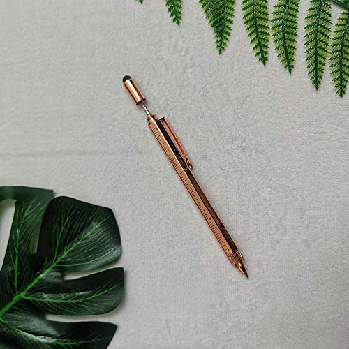 Falytemow 6 in 1 Multifunction Tech Tool Ballpoint Pen with Ruler Level Stylus and Two-Head Screwdriver Funny Pens Best Friend Gifts (2pcs Rose Glod) - Thumbnail 7