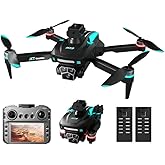 Drone with 1080P Camera - Foldable Remote Control Quadcopter with Voice Gesture Control, Equipped with a 2.4-inchscreen remote control,3D Flip, One Key Start, Emergency Stop, 2 Batteries, Toy for Kids Adult Beginners,Gifts suitable for Christmas