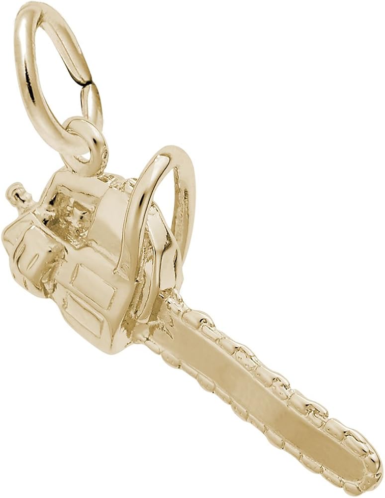 10k Yellow Gold Chainsaw Charm, Charms for Bracelets and