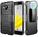 HTC Bolt Case, JATEN [Belt Clip] Rugged Hybrid Dual Layer Kickstand Holster Combo + Tempered Glass Screen Protector (Black/Black)