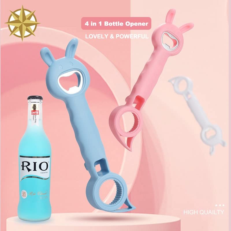 New 4 in 1 Bottle Opener, Multifunction 4 in 1 Bottle Jar Can Beer Opener,Multi Kitchen Tool for Jelly Jars, Wine, Beer and other, Bottle Opener for Seniors and Arthritic Hands…