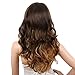 KRSI Ombre Blonde Synthetic Wigs for Black Women Long Natural Wavy Full Synthetic Hair Wigs For Women Side Parting With Bangs Heat Friendly Replacement Wigs 24 Inches Honey