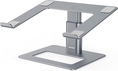 BoYata Laptop Stand Height Adjustable Ventilated Ergonomic 10-17 inch Grey